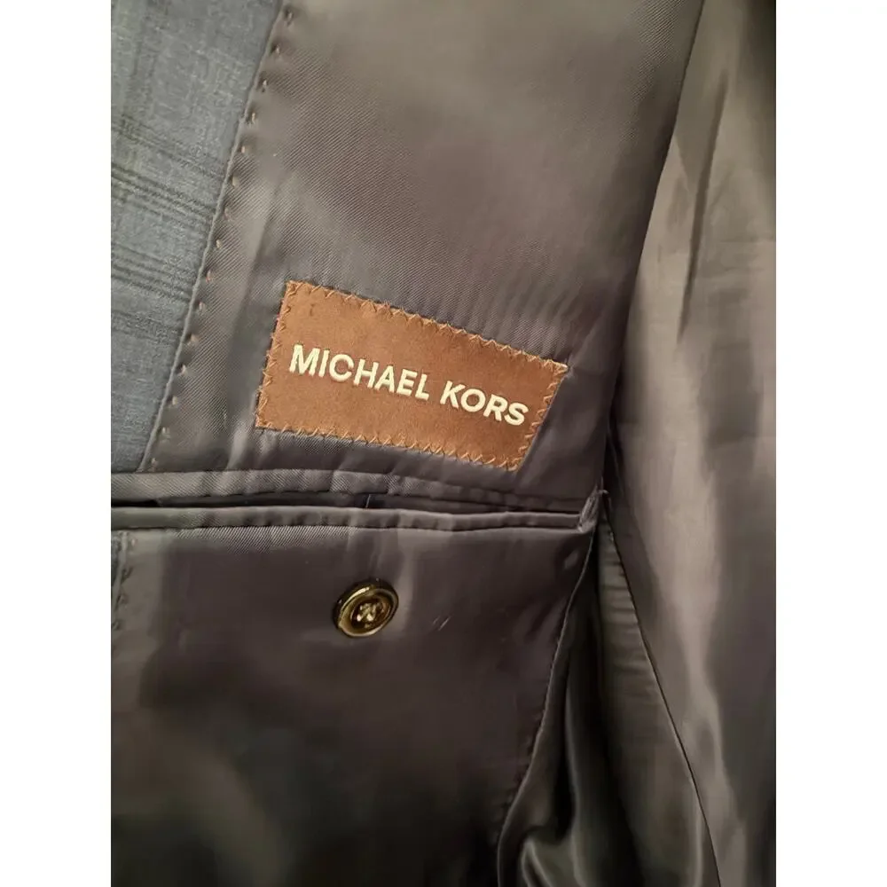 Michael kors blue plaid suit jacket size 38 S
